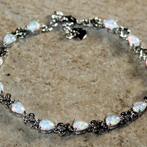 White Fire Opal Teardrop Bracelet Jewelry